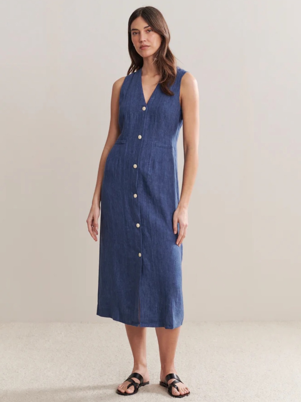 NWT! Jenni Kayne - Callan 100% Linen Dress - Chambray - Size Medium